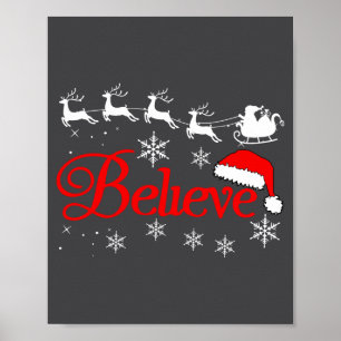 Believe Christmas Xmas Santa Family Pajamas Holida Poster