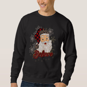Believe Costume Santa Claus With Leopard Christmas Sweatshirt