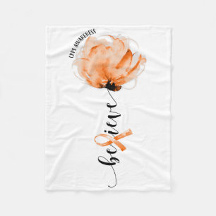 Believe Crps Awareness Orange Ribbon Flower Lovers Fleece Blanket