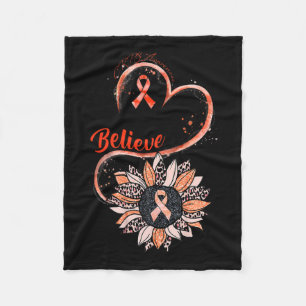 Believe Crps Awareness Orange Ribbon Sunflower Lov Fleece Blanket