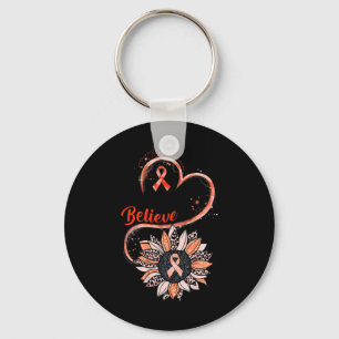 Believe Crps Awareness Orange Ribbon Sunflower Lov Key Ring