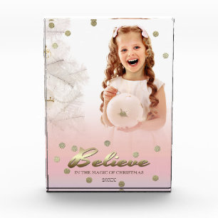 Believe. Custom Christmas Gift Photo Block