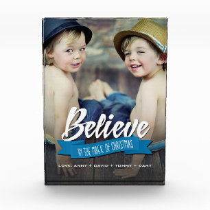 Believe. Custom Christmas Gift Photo Block