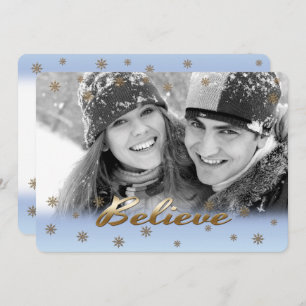 Believe. Custom Photo Christmas Flat Card