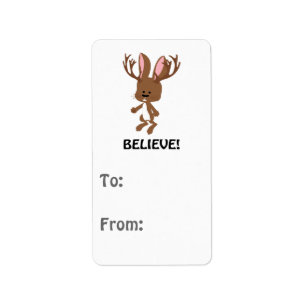 Believe! Cute Jackalope Label