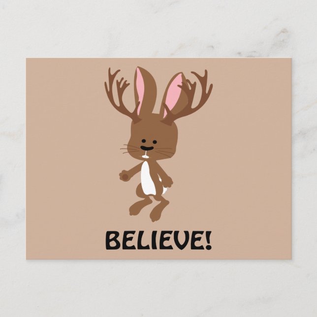 Believe! Cute Jackalope Postcard (Front)