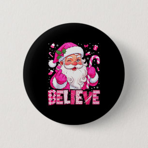 Believe Cute Nk Santa Candy Cane Christmas Xmas Gi 6 Cm Round Badge