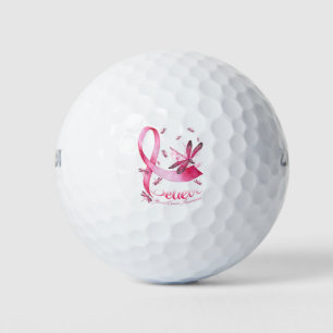 Believe Dragonfly Pink Ribbon Breast Cancer Golf Balls