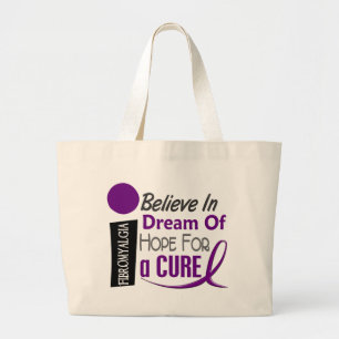 BELIEVE DREAM HOPE Fibromyalgia T-Shirts & Apparel Large Tote Bag