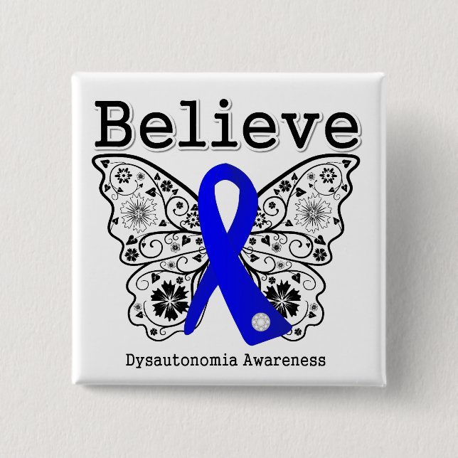 Believe Dysautonomia Awareness 15 Cm Square Badge (Front)