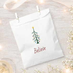 Believe Evergreen Tree Modern Christmas Party Favour Bag