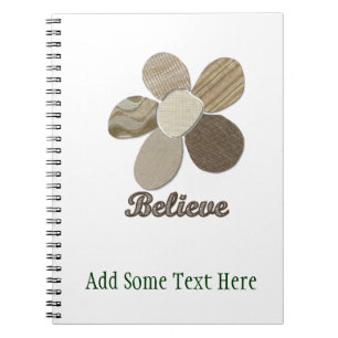 BELIEVE Fabric Flower Collage Notebook