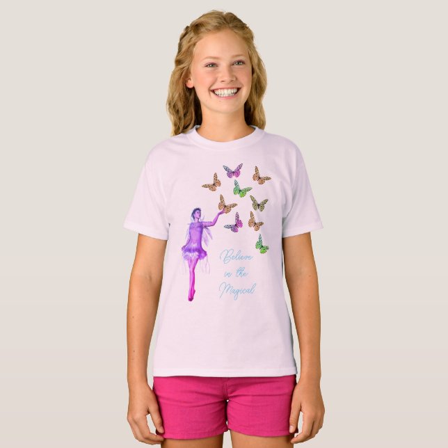 Believe Fairy Butterflies Inspirational       T-Shirt (Front Full)