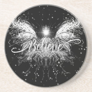 Believe Fairy Starlight Fantasy Black Coaster