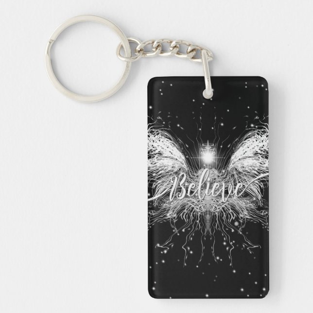 Believe Fairy Starlight Fantasy Black Key Ring (Front)