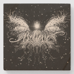 Believe Fairy Starlight Fantasy Black Stone Coaster
