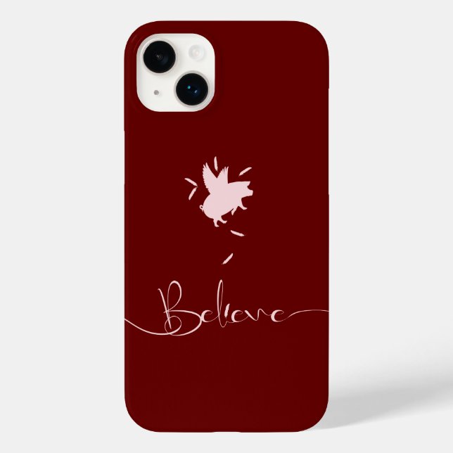 Believe-Falling Pig Feathers Case-Mate iPhone Case (Back)
