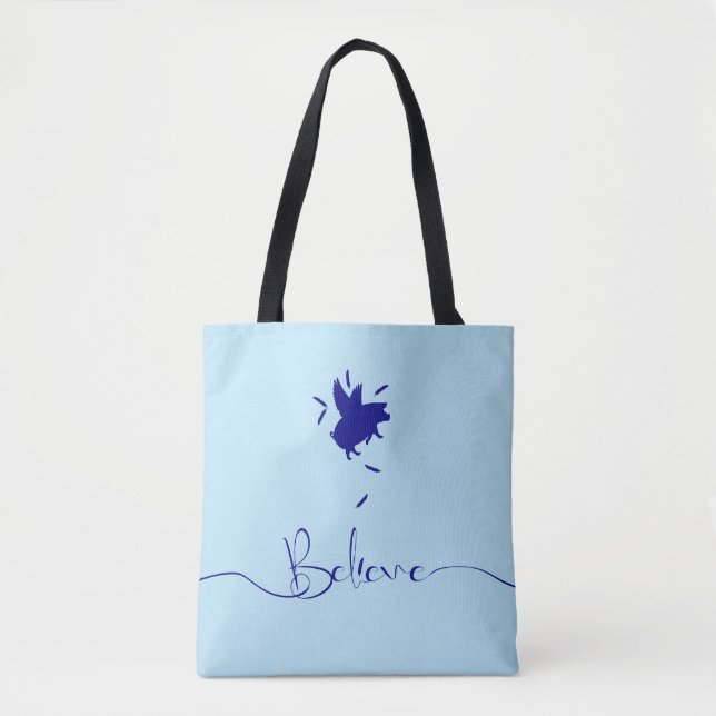 Believe-Falling Pig Feathers Tote Bag (Front)