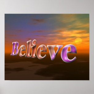 Believe Fantasy Sun Sky Inspirational Poster