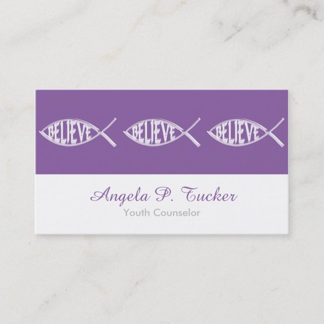 Believe Fish Lavender Business Card (Front)