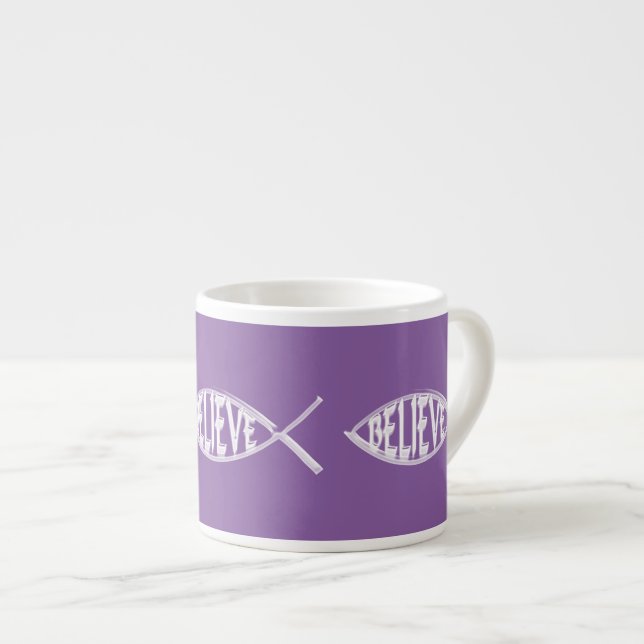 Believe Fish Lavender Espresso Cup (Front Right)