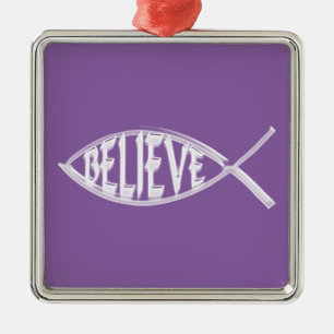 Believe Fish Lavender Metal Tree Decoration