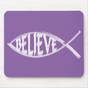 Believe Fish Lavender Mouse Pad