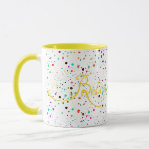 Believe floral font gold mug