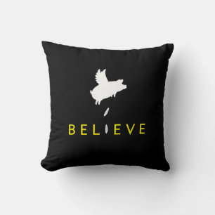 Believe-Flying Pig Feathers Cushion