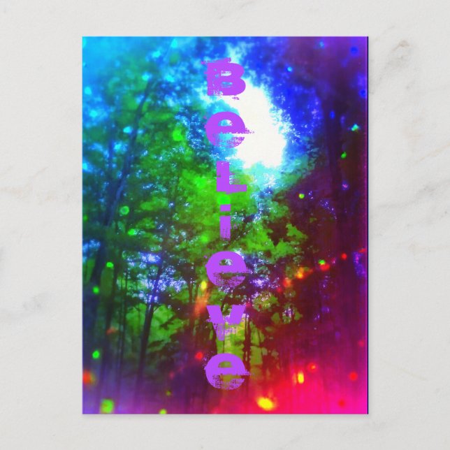 BELIEVE FOREST LIGHTS POSTCARD (Front)