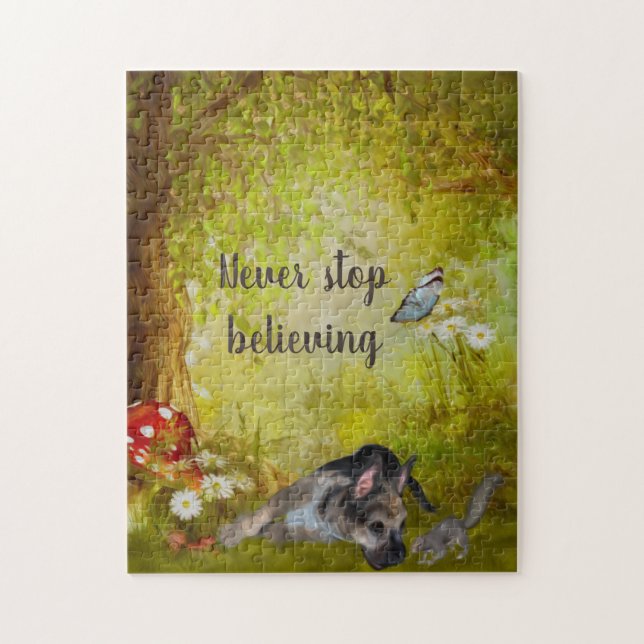 Believe German Shepherd Inspirational Jigsaw Puzzle (Vertical)
