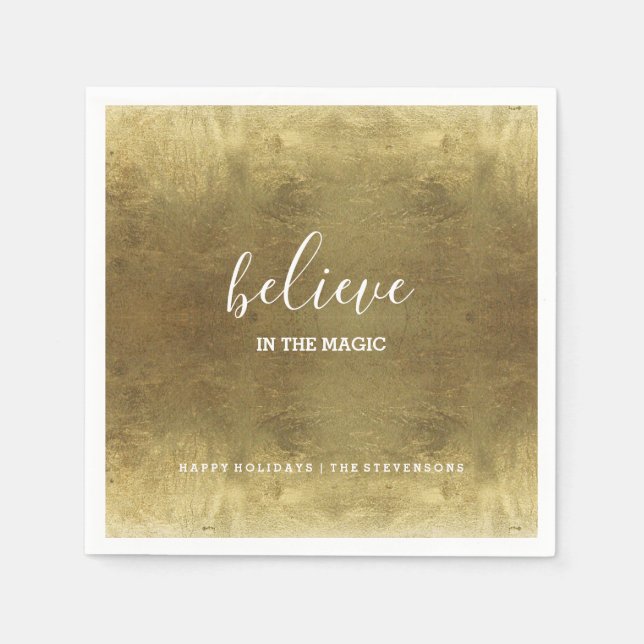Believe | Gold Shimmer Napkins (Front)