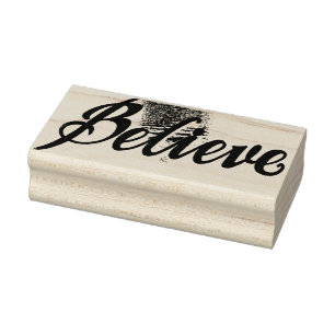 Believe Graphic Art Holiday Wood Art Stamp