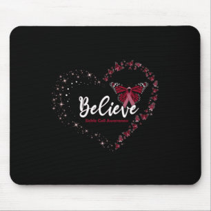 Believe Heart Burgundy Leopard RainbowSickle Cell Mouse Pad