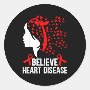 Believe Heart Disease Butterfly Heart Disease Awar Classic Round Sticker