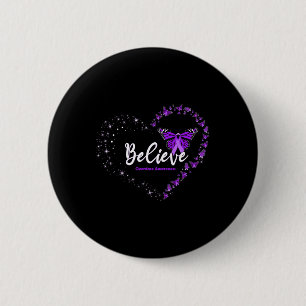 Believe Heart Purple Ribbon Overdose Awareness 6 Cm Round Badge