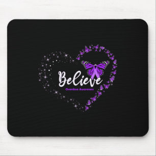 Believe Heart Purple Ribbon Overdose Awareness Mouse Pad