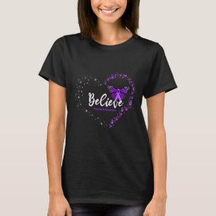 Believe Heart Purple Ribbon Overdose Awareness T-Shirt