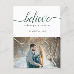 Believe Holiday Green Handwritten Font White Photo