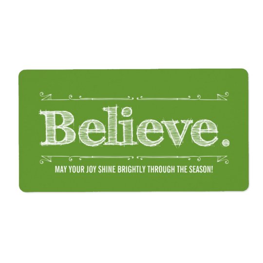 Believe Holiday Homemade Craft or Gift Label Shipping Label