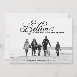 Believe Holiday Modern Greeting Photo Card