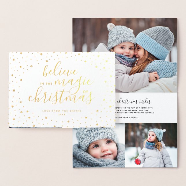 Believe Holiday Photo Card | Real Gold Foil Stars (Display)