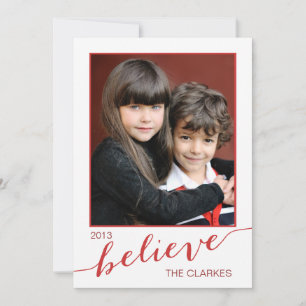 Believe Holiday Photo Cards   Red and White