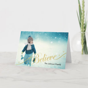Believe Holiday Photo Greeting Card
