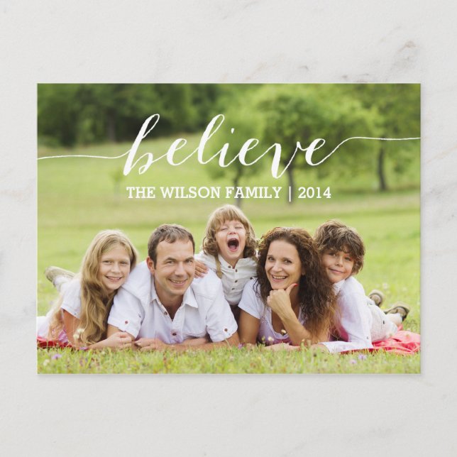 Believe | Holiday Photo Postcard (Front)
