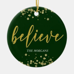 Believe Hunter Green  ⎢Holiday Photo Ornament