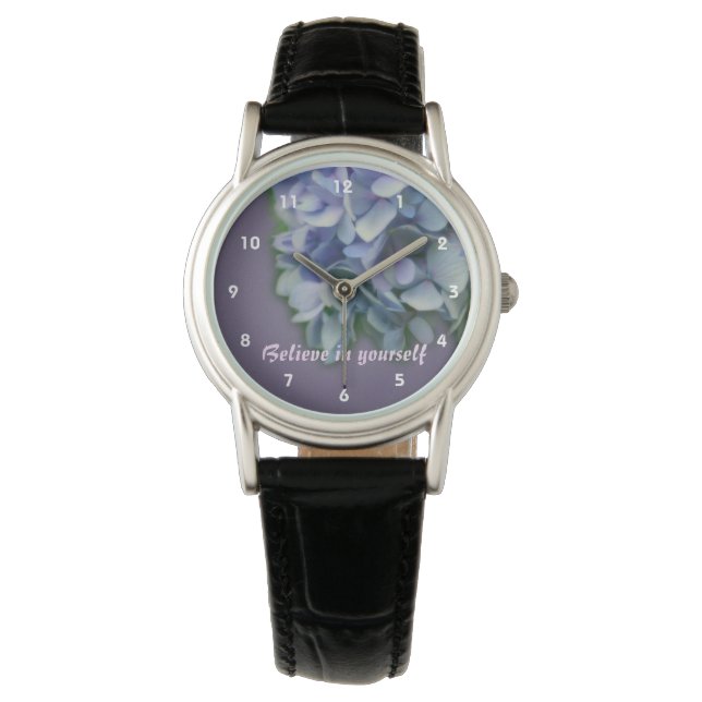 Believe Hydrangea Inspirational Watch (Front)