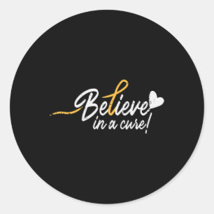 Believe In A Cure Childhood Cancer Ribbon Awarenes Classic Round Sticker