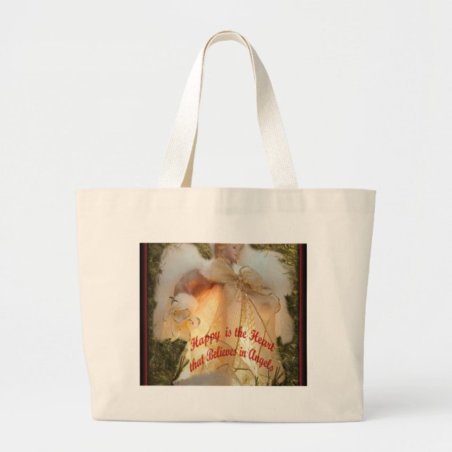 Believe in Angels Large Tote Bag (Front)