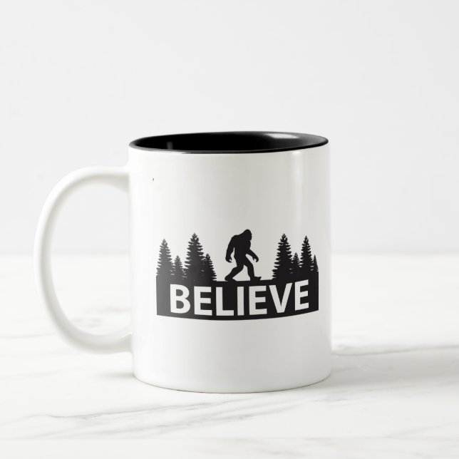Believe in Bigfoot Two-Tone Coffee Mug (Left)